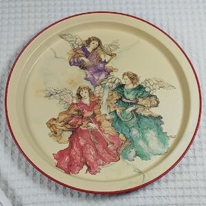 Vintage Potpourri Press Decorative Metal Tray with Neopolitan Angel Design 1993